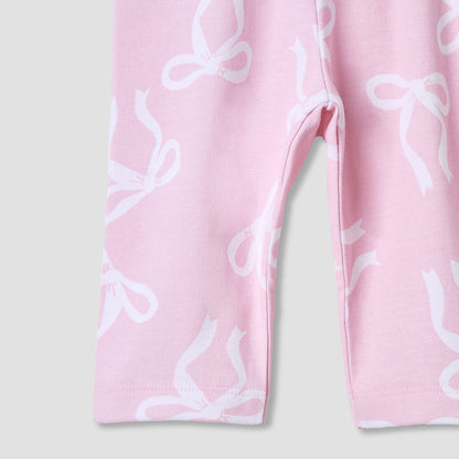 Juniors Pyjama Set with Bow Print - Cotton - Long Sleeves - Collared