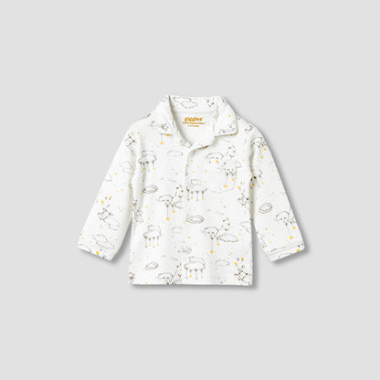 Giggles Pyjama Set with Print - Cotton - Long Sleeves - Collar