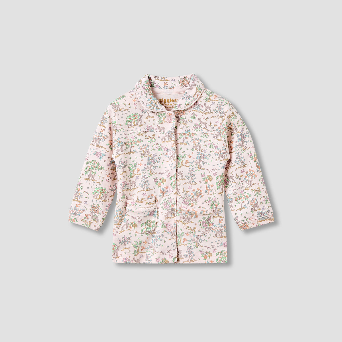 Giggles Pyjama Set with Print - Cotton - Long Sleeves - Collar
