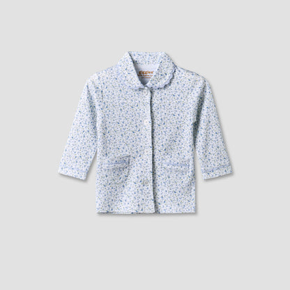 Giggles Cotton Collared Long Sleeves Pyjama Set with Floral Print