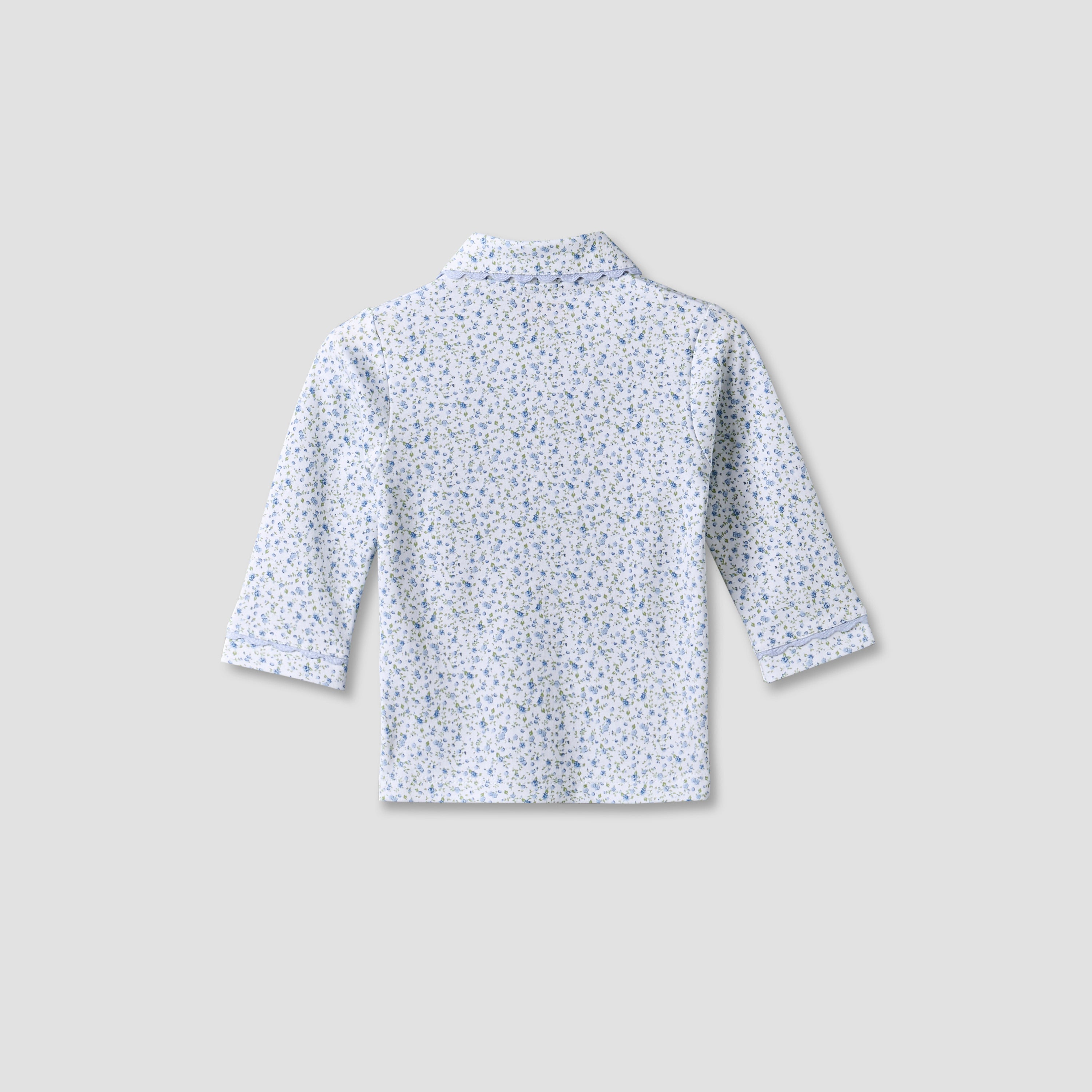 Giggles Cotton Collared Long Sleeves Pyjama Set with Floral Print