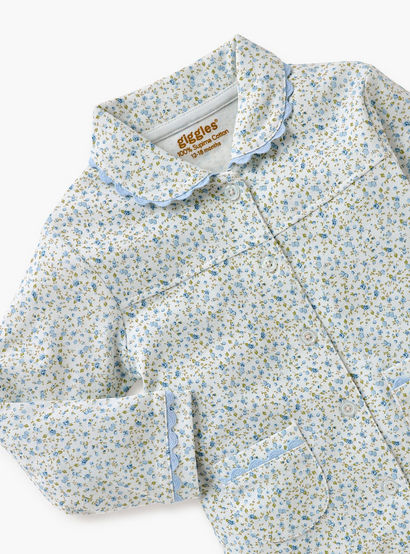 Giggles Floral Print Shirt and Pyjama Set-baby-girls-clothing-nightwear-pyjamasets-image-5
