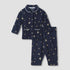 Juniors Pyjama Set with Floral Print - Cotton - Long Sleeves - Collar - Blue / 18-24 mths