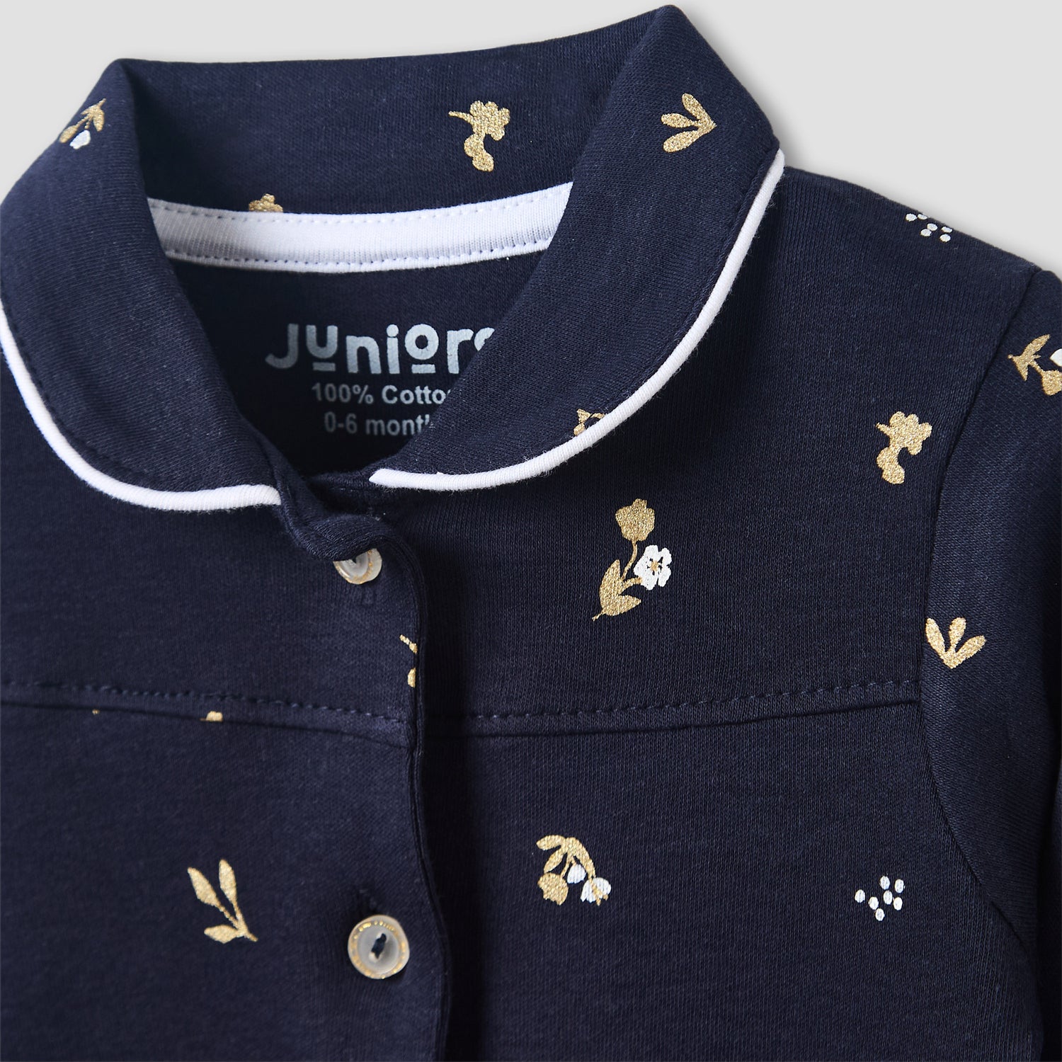 Juniors Pyjama Set with Floral Print - Cotton - Long Sleeves - Collar