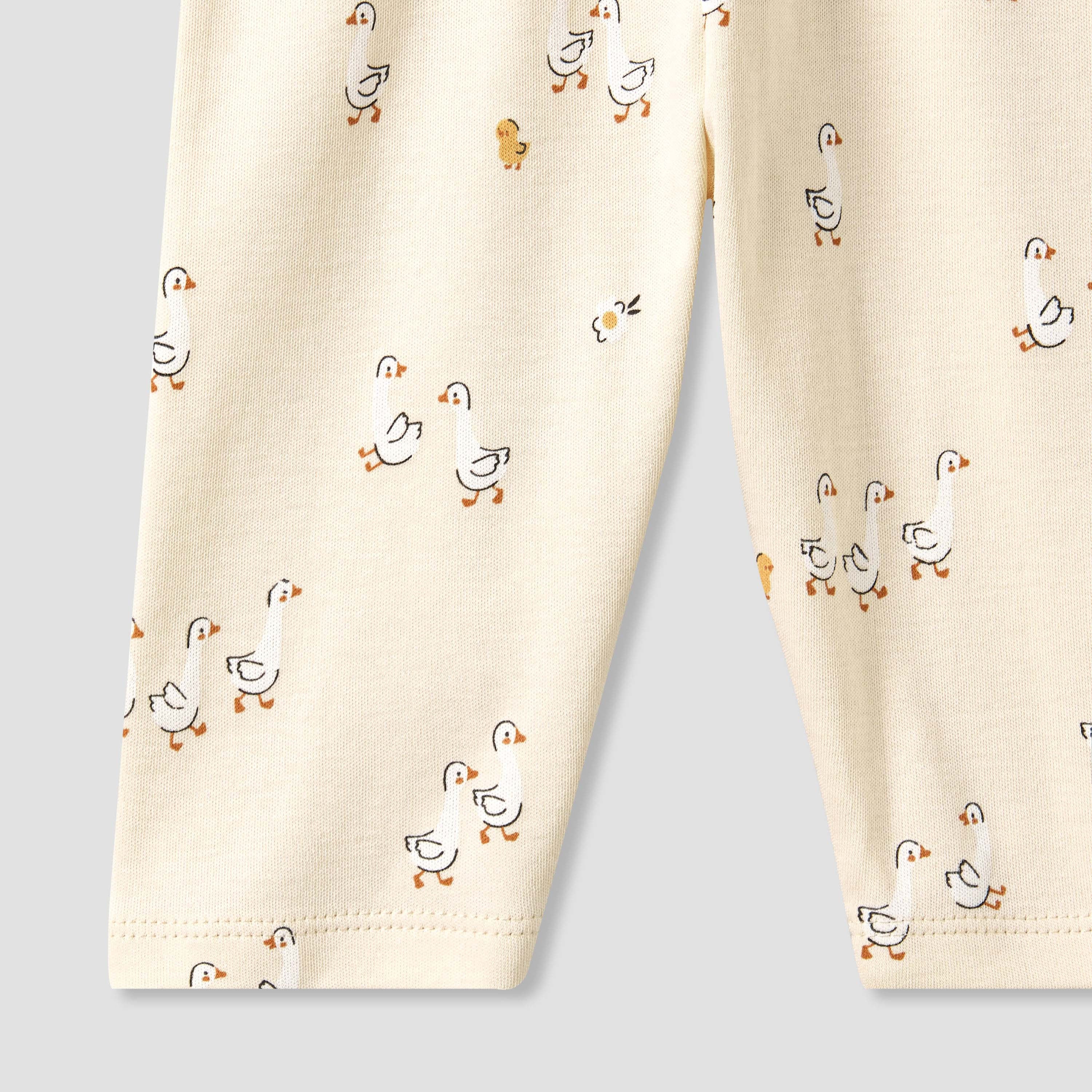Juniors Cotton Collared Long Sleeves Pyjama Set with Duck Print
