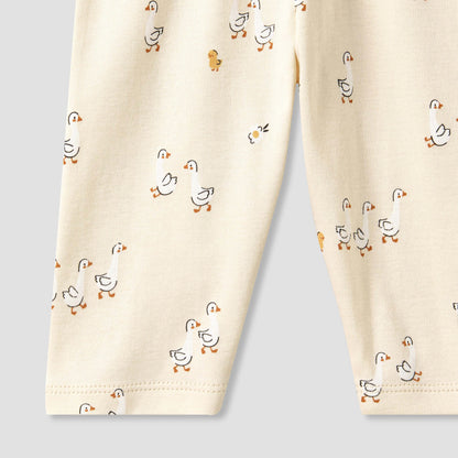 Juniors Cotton Collared Long Sleeves Pyjama Set with Duck Print