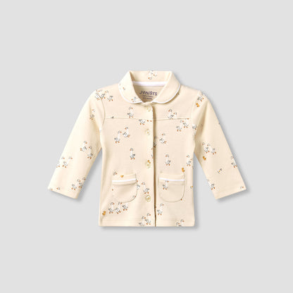 Juniors Cotton Collared Long Sleeves Pyjama Set with Duck Print