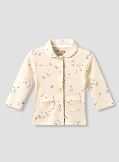 Juniors Cotton Collared Long Sleeves Pyjama Set with Duck Print-baby-girls-clothing-nightwear-pyjamasets-image-3
