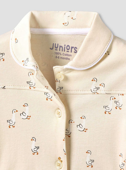 Juniors Cotton Collared Long Sleeves Pyjama Set with Duck Print-baby-girls-clothing-nightwear-pyjamasets-image-7