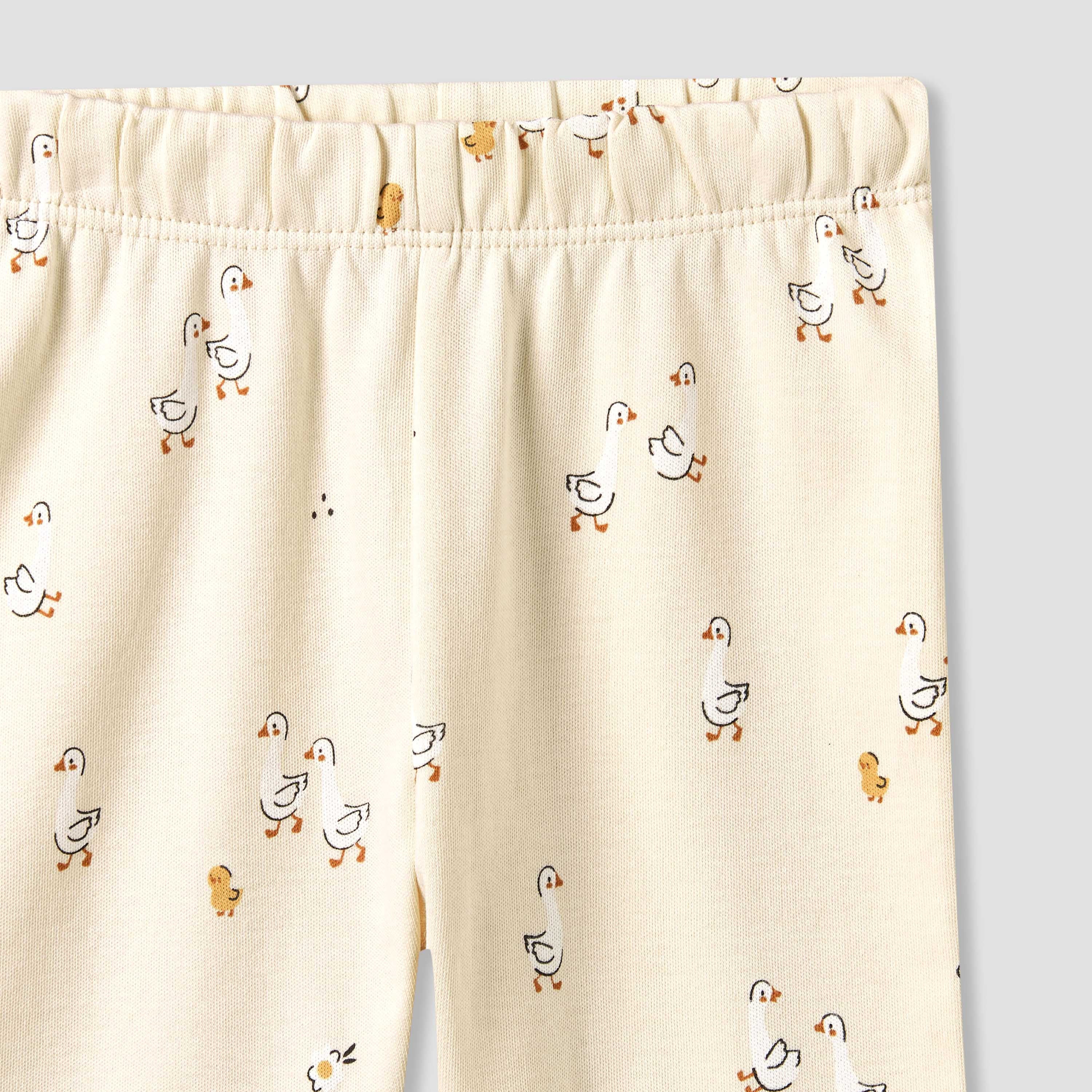 Juniors Cotton Collared Long Sleeves Pyjama Set with Duck Print