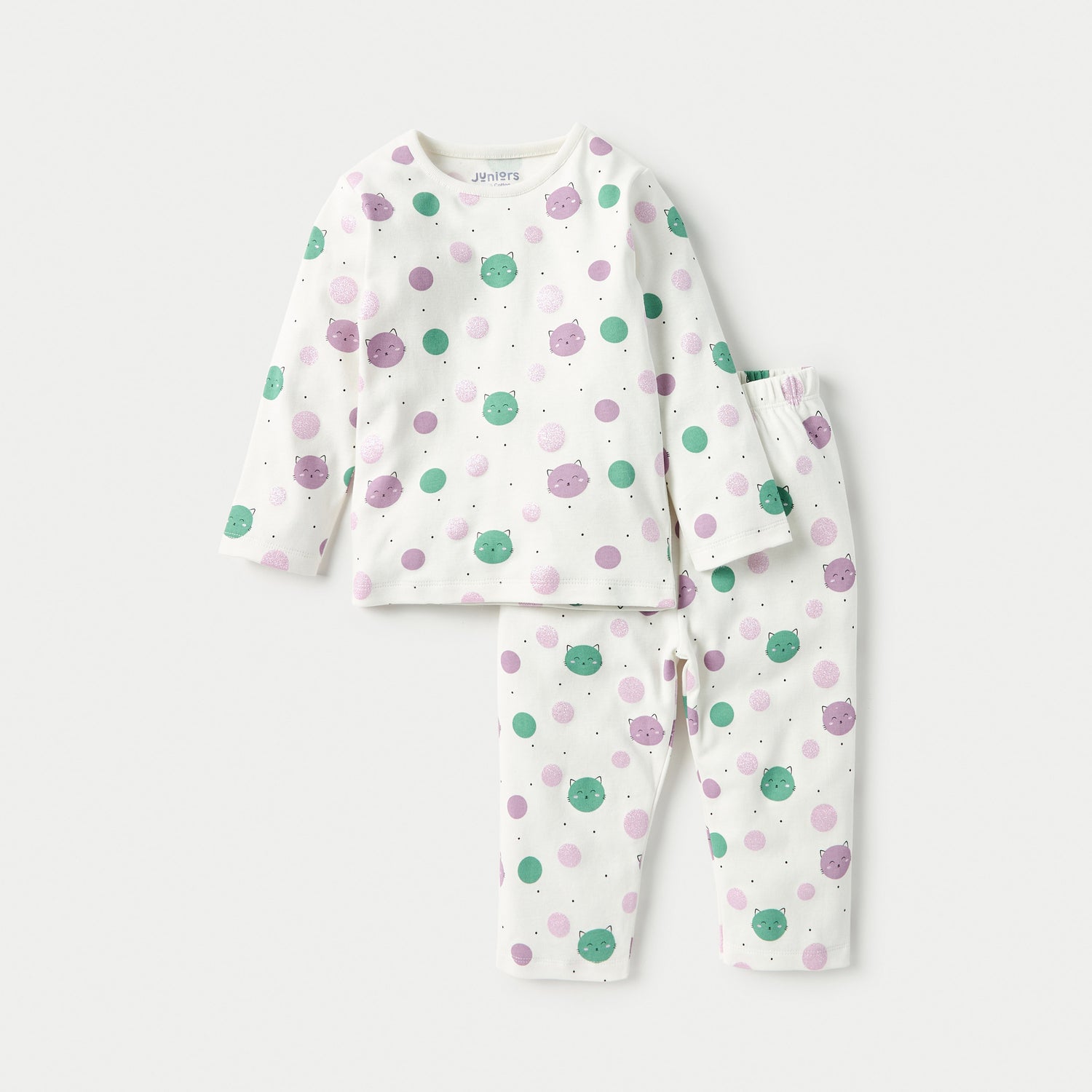Juniors Pyjama Set with Print - Cotton - Long Sleeves - Round Neck