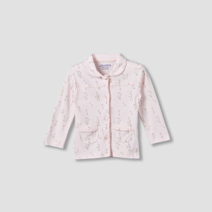 Juniors Cotton Collared Long Sleeves Pyjama Set with Floral Print