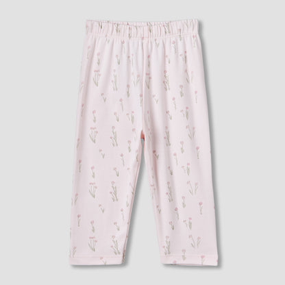 Juniors Cotton Collared Long Sleeves Pyjama Set with Floral Print