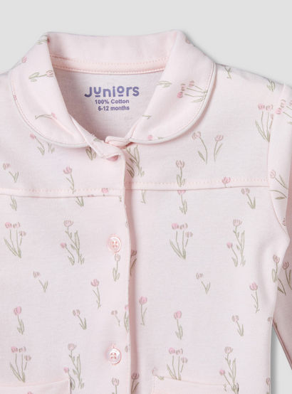 Juniors Cotton Collared Long Sleeves Pyjama Set with Floral Print-baby-girls-clothing-nightwear-pyjamasets-image-5