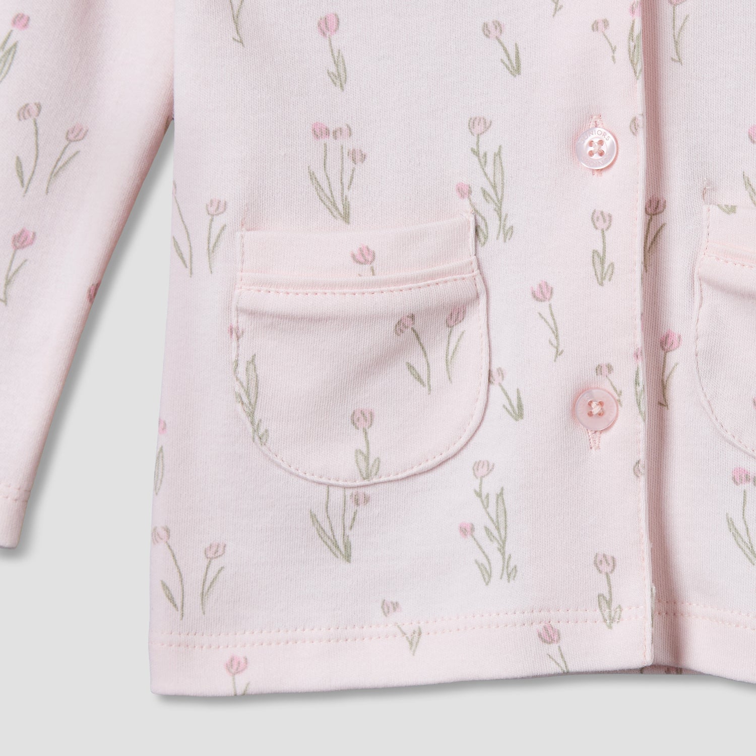 Juniors Cotton Collared Long Sleeves Pyjama Set with Floral Print