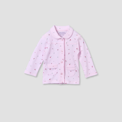 Juniors Cotton Collared Long Sleeve Pyjama Set with Floral Print