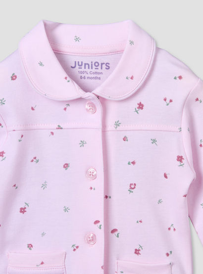 Juniors Cotton Collared Long Sleeve Pyjama Set with Floral Print-baby-girls-clothing-nightwear-pyjamasets-image-4
