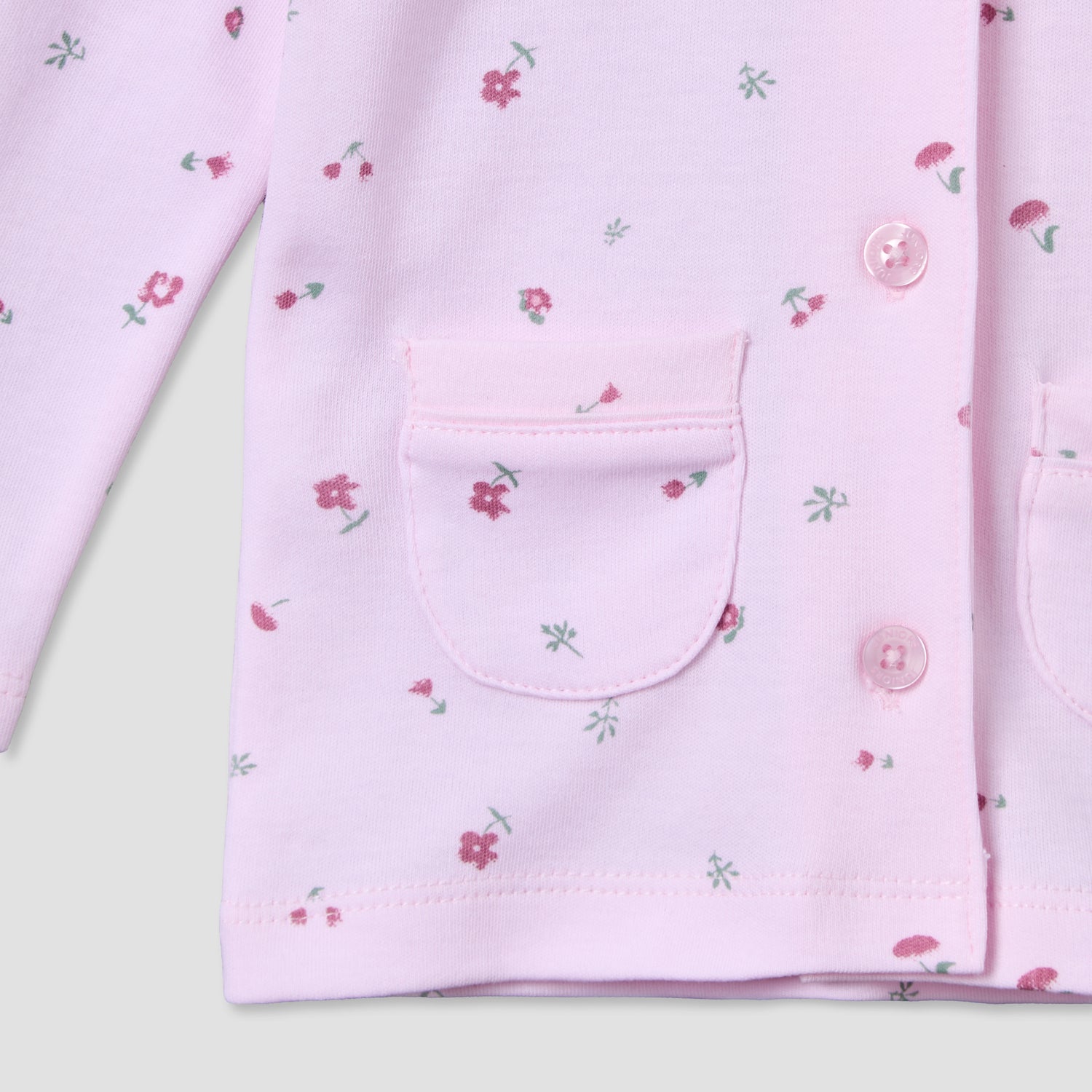 Juniors Cotton Collared Long Sleeve Pyjama Set with Floral Print
