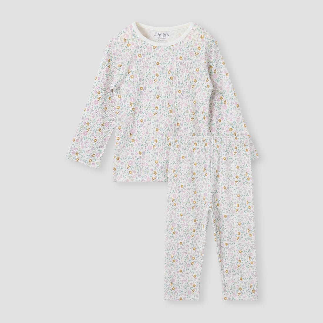 Juniors Embroidered T-shirt and Printed Pyjama Set