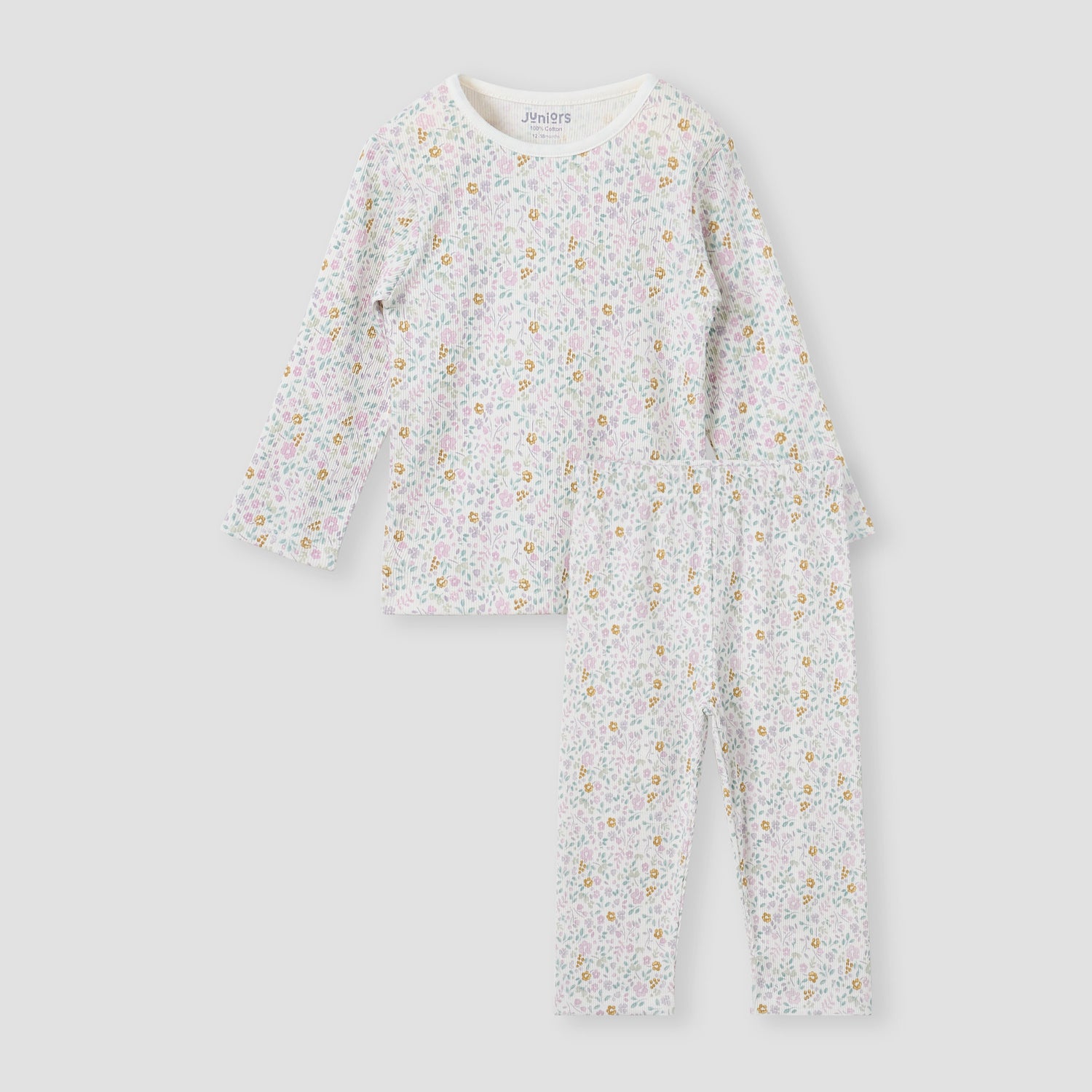 Juniors Embroidered T-shirt and Printed Pyjama Set