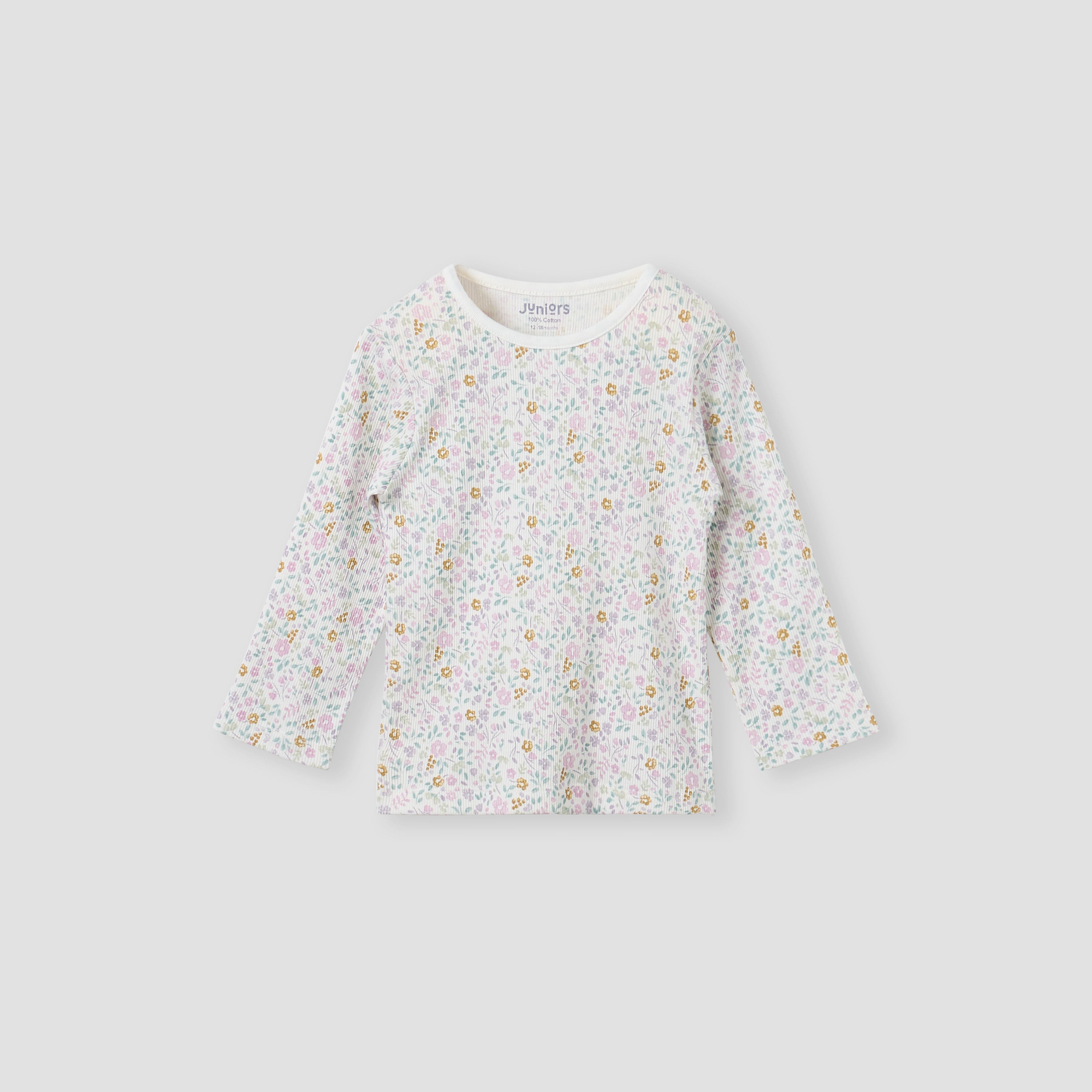 Juniors Embroidered T-shirt and Printed Pyjama Set