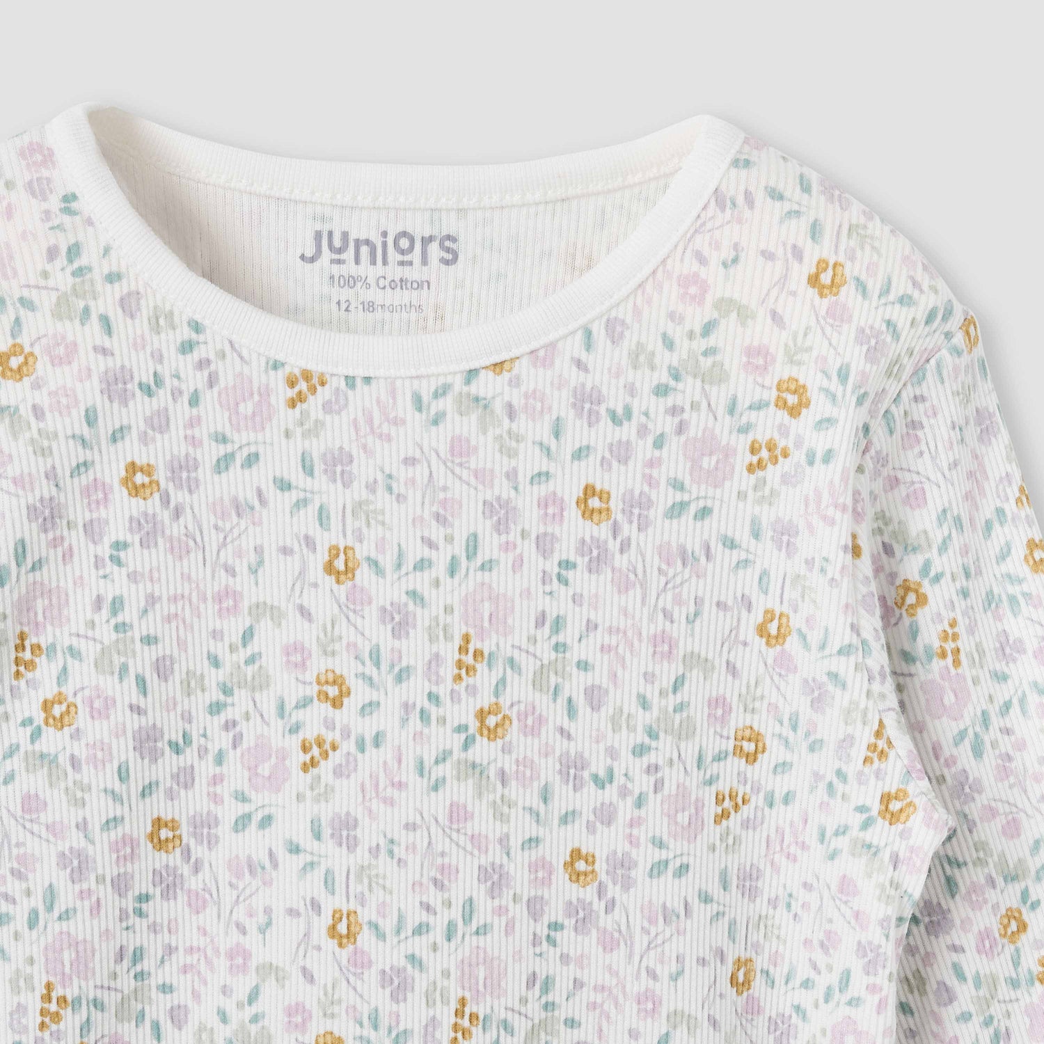 Juniors Embroidered T-shirt and Printed Pyjama Set