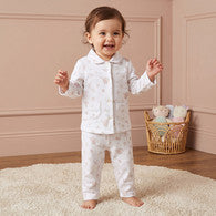 Juniors Cotton Collared Long Sleeve Pyjama Set with Floral Print-undefined-image-1