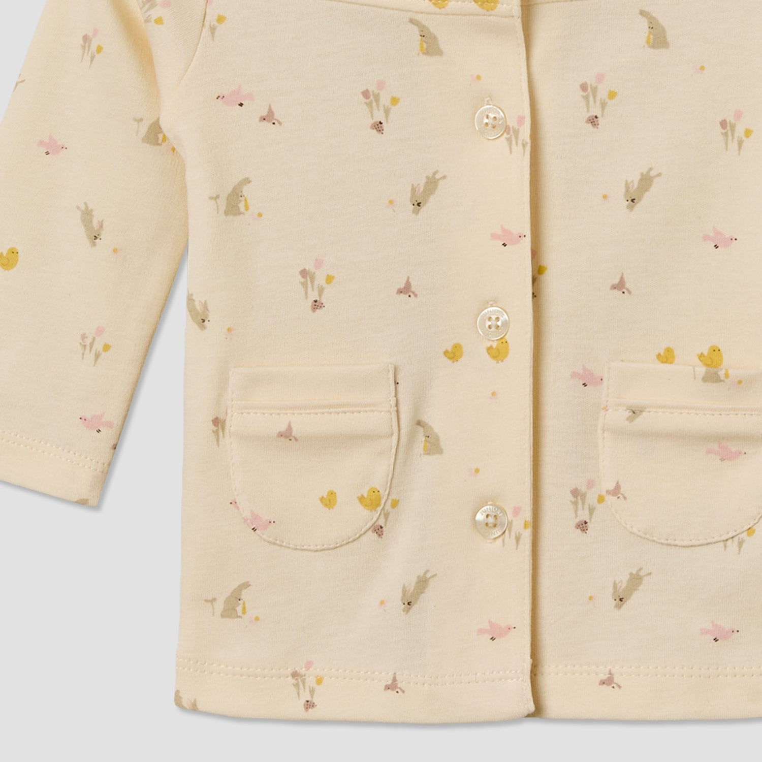 Juniors Cotton Collared Long Sleeves Pyjama Set with Bunny Print