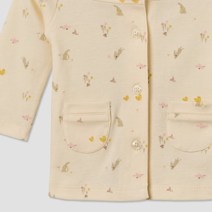 Juniors Cotton Collared Long Sleeves Pyjama Set with Bunny Print