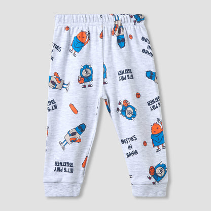 Juniors Cotton Round Neck Long Sleeves Pyjama Set with Graphic Print