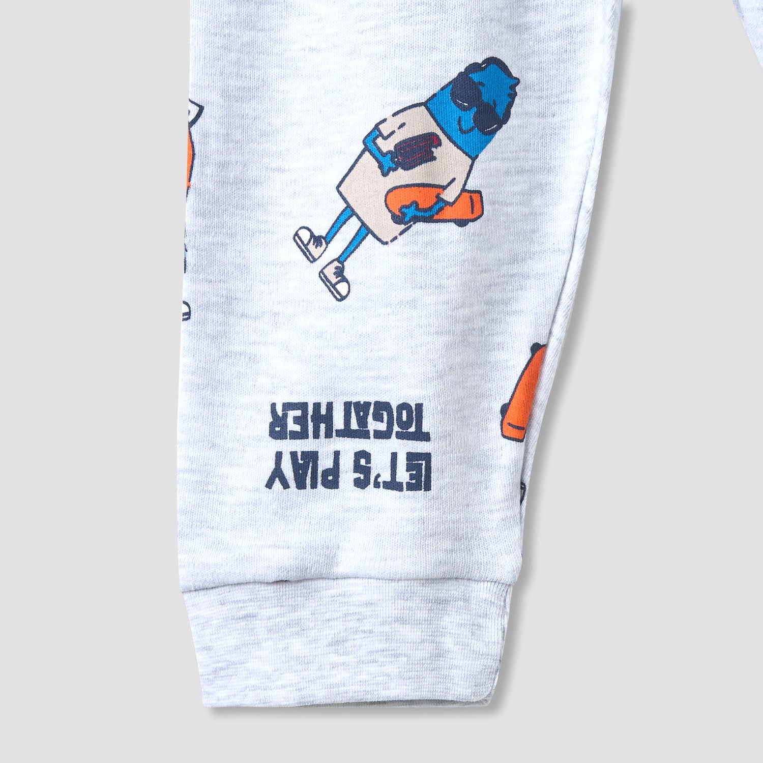 Juniors Cotton Round Neck Long Sleeves Pyjama Set with Graphic Print
