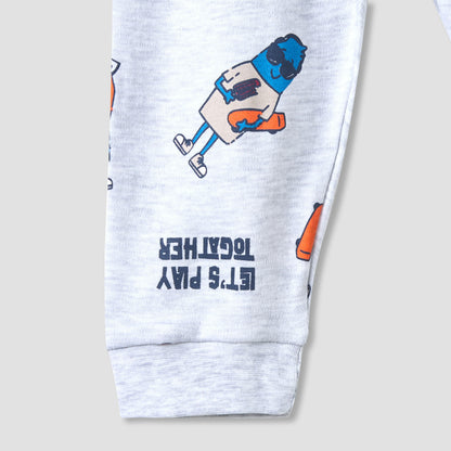 Juniors Cotton Round Neck Long Sleeves Pyjama Set with Graphic Print