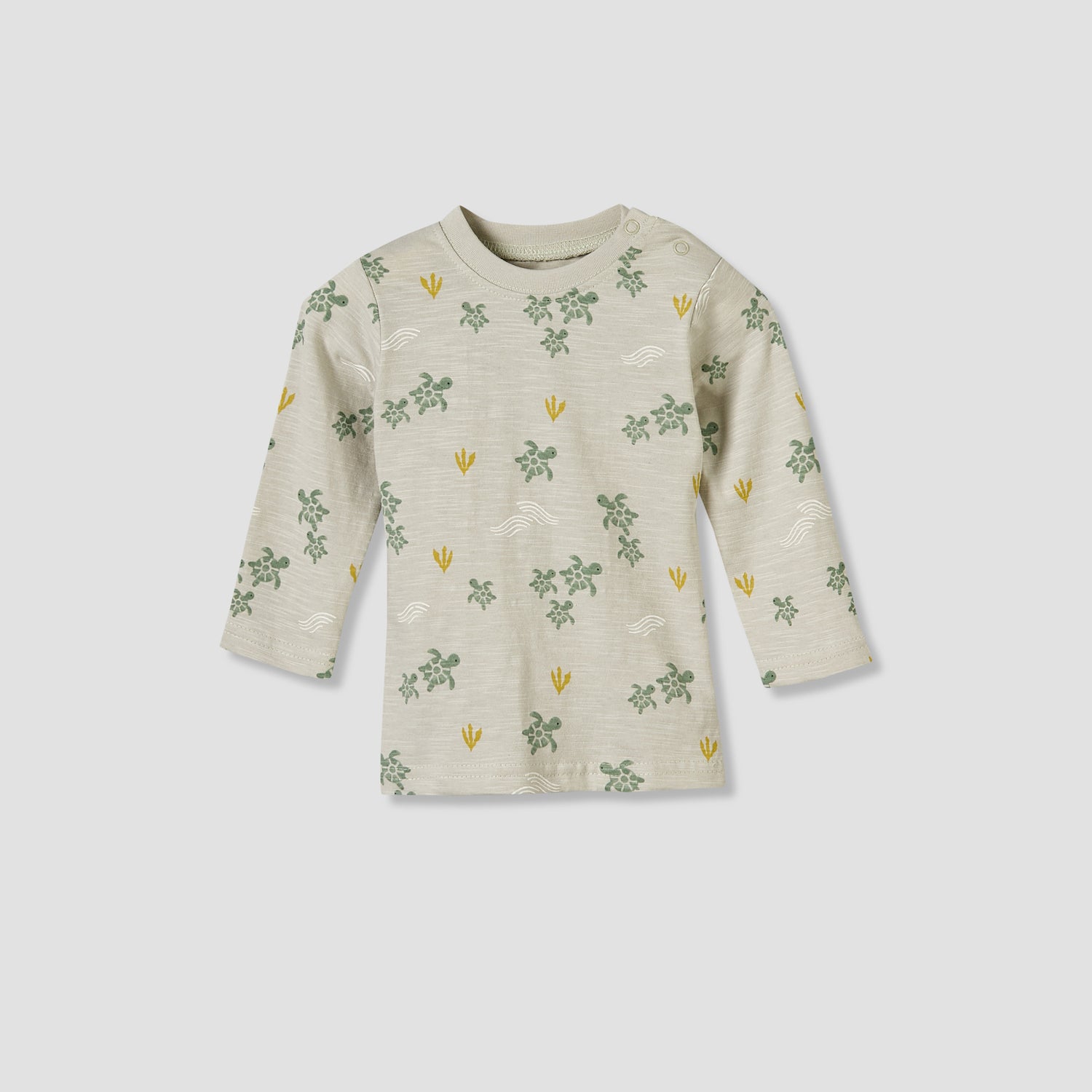 Juniors Cotton Round Neck Long Sleeves Pyjama Set with Turtle Print