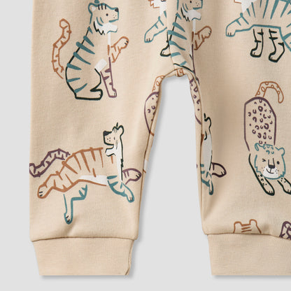 Juniors Cotton Long Sleeves Pyjama Set with Tiger Applique