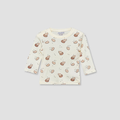 Juniors Cotton Crew Neck Long Sleeves Pyjama Set with Cookie Print
