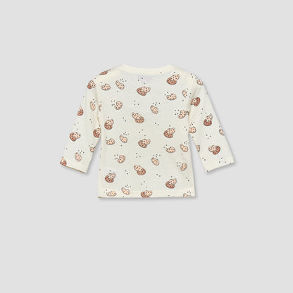 Juniors Cotton Crew Neck Long Sleeves Pyjama Set with Cookie Print