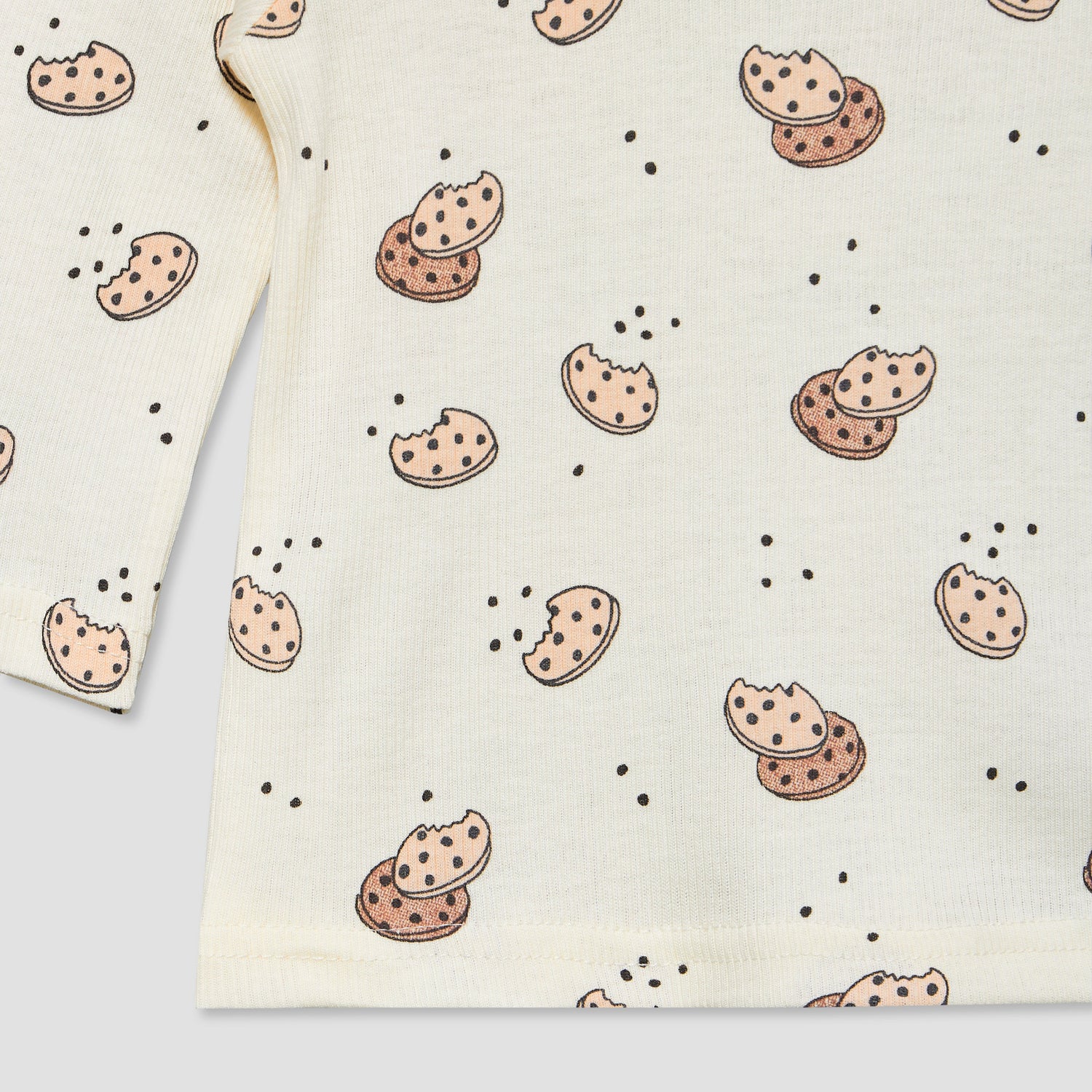 Juniors Cotton Crew Neck Long Sleeves Pyjama Set with Cookie Print