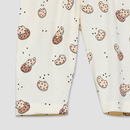Juniors Cotton Crew Neck Long Sleeves Pyjama Set with Cookie Print