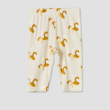 Juniors Cotton Round Neck Long Sleeves Pyjama Set with Banana Print