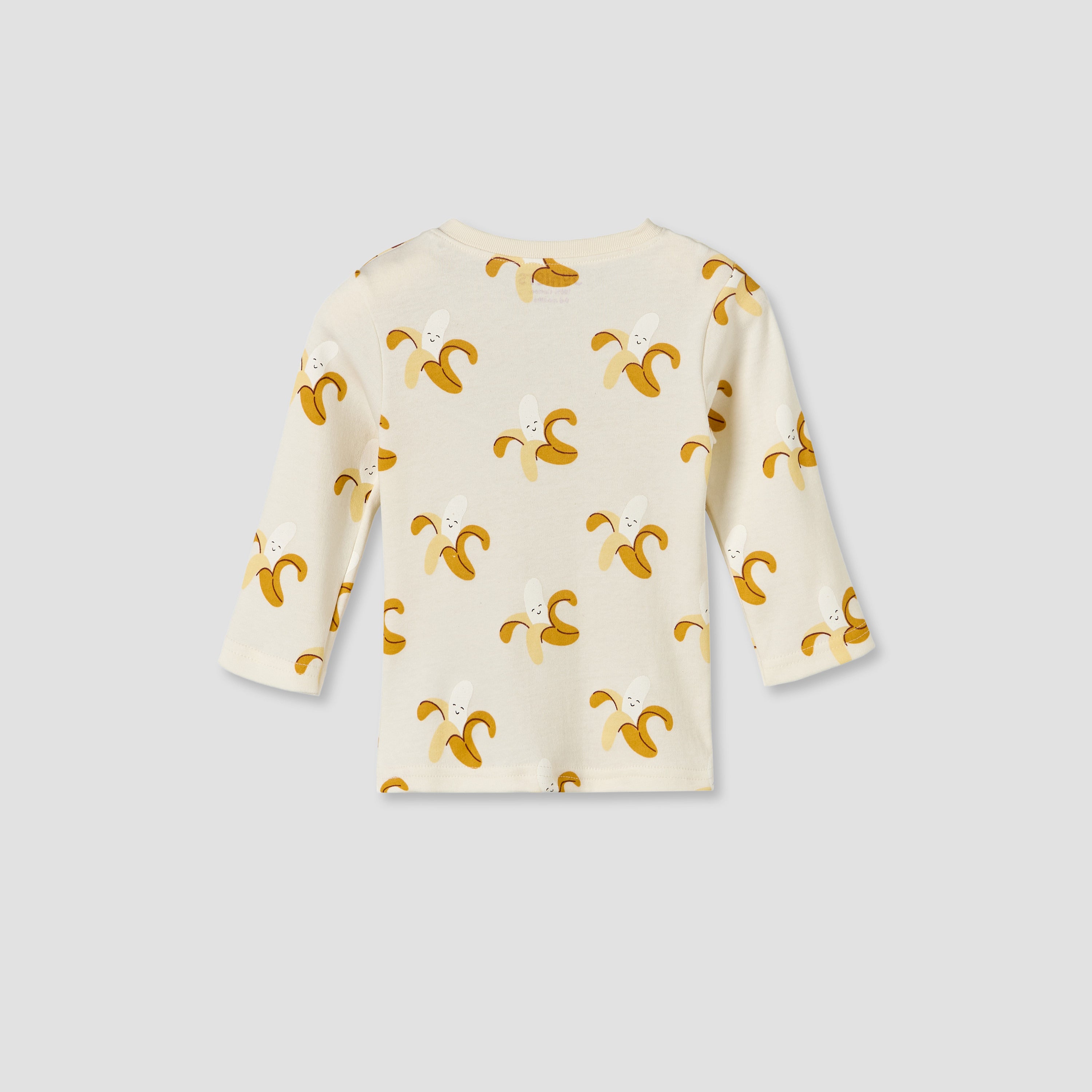 Juniors Cotton Round Neck Long Sleeves Pyjama Set with Banana Print