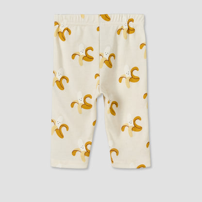 Juniors Cotton Round Neck Long Sleeves Pyjama Set with Banana Print