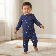 Juniors Cotton Round Neck Long Sleeves Pyjama Set with Underwater Print-undefined-image-1