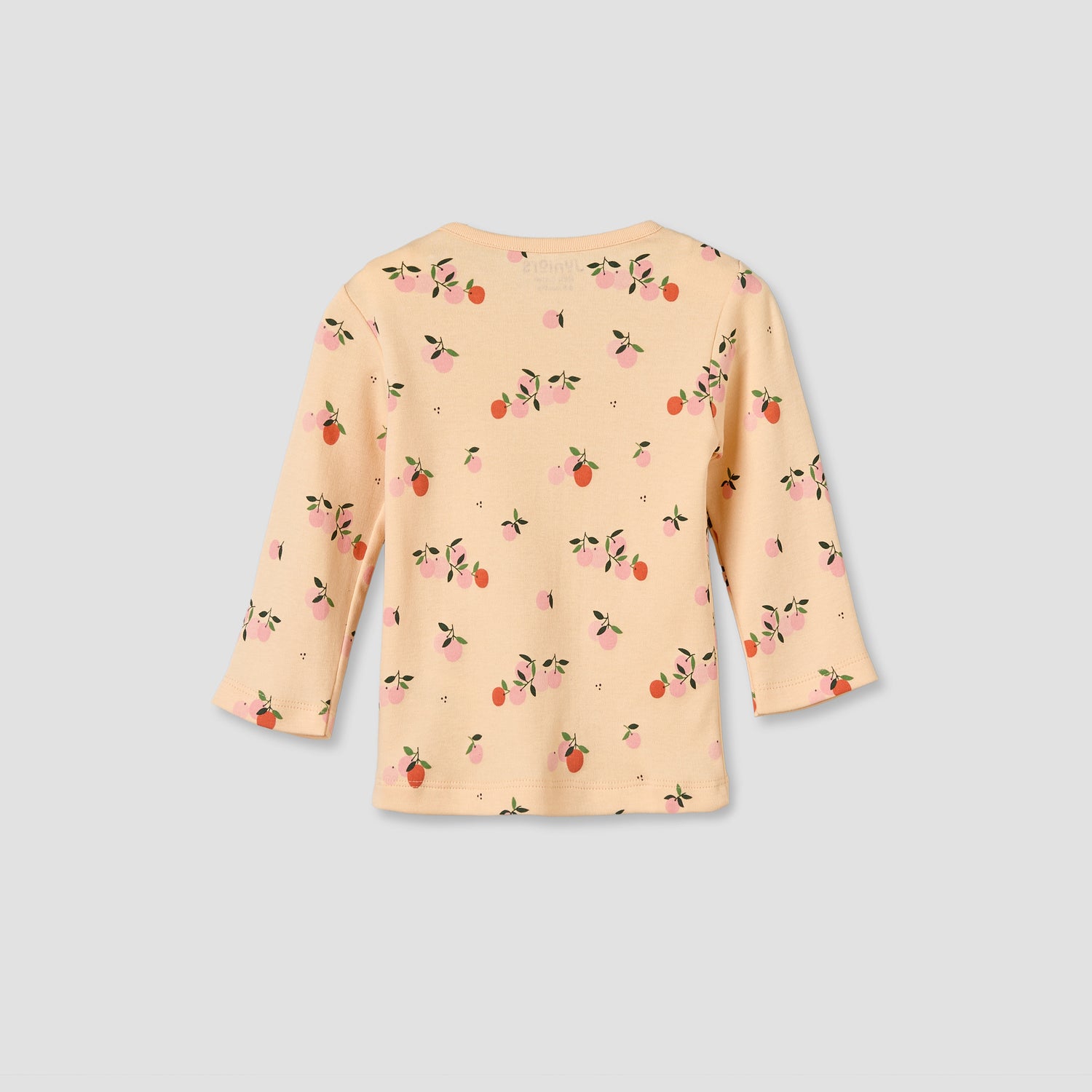 Juniors Cotton Round Neck Long Sleeves Pyjama Set with Orange Print