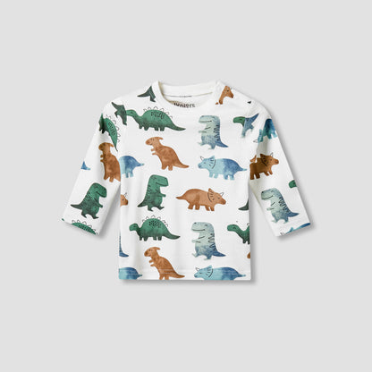 Juniors All-Over Dinosaur Print Long Sleeve T-shirt and Elasticated Pyjama Set
