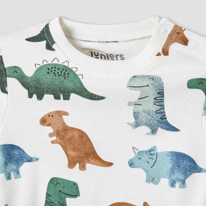 Juniors All-Over Dinosaur Print Long Sleeve T-shirt and Elasticated Pyjama Set