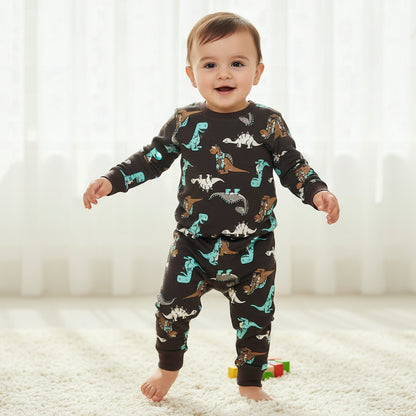 Juniors All-Over Dinosaur Print Long Sleeve T-shirt and Elasticated Pyjama Set