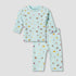 Juniors Cotton Crew Neck Long Sleeves Pyjama Set with Print - Blue / 12-18 mths