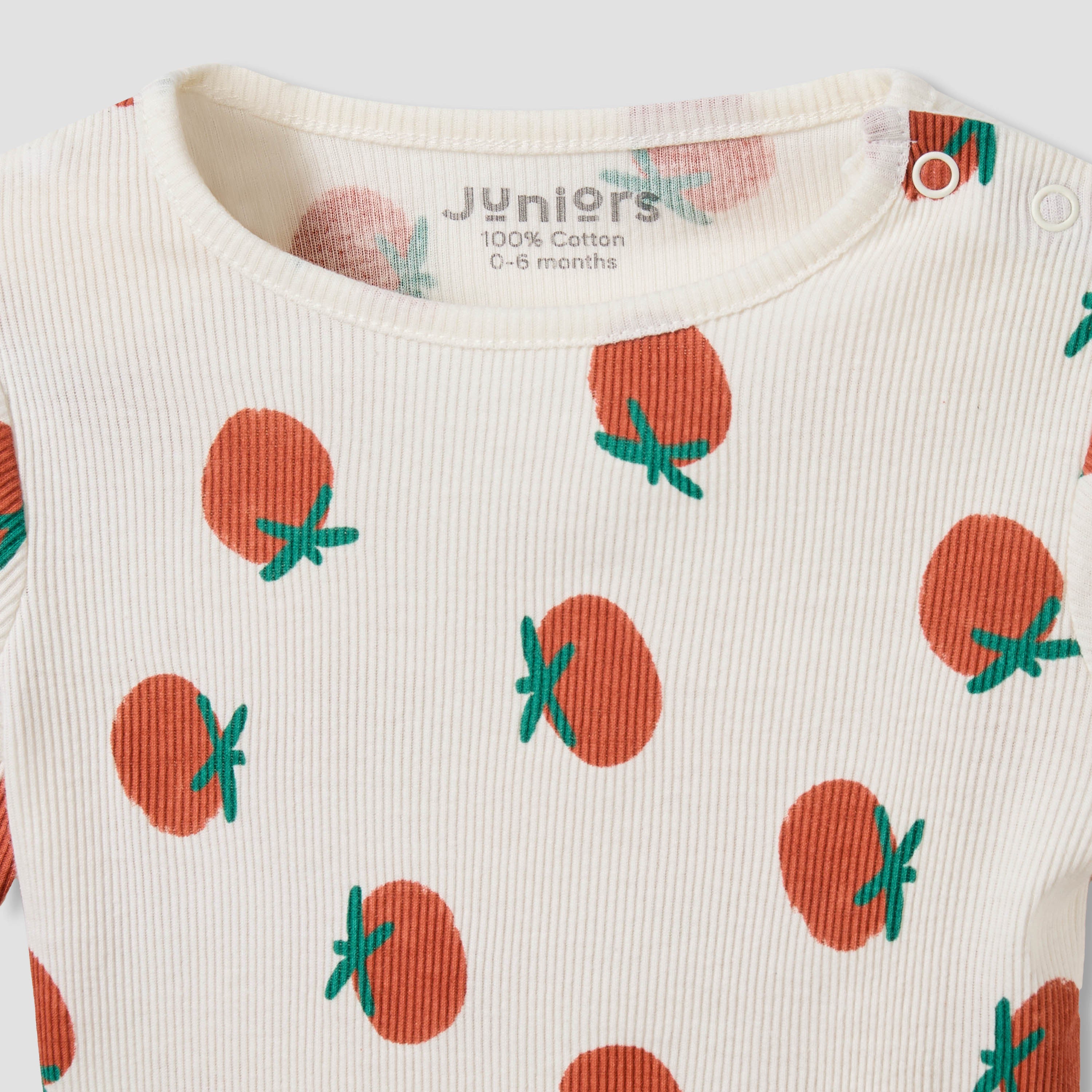 Juniors Cotton Crew Neck Long Sleeves Pyjama Set with Print