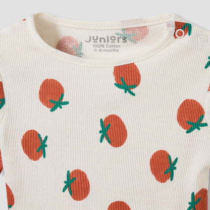 Juniors Cotton Crew Neck Long Sleeves Pyjama Set with Print