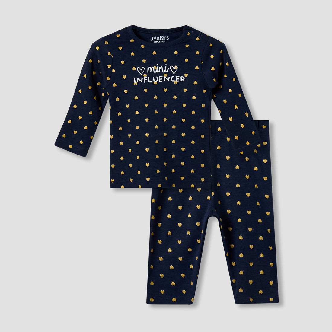 Juniors All-Over Heart Print T-shirt and Pyjama Set